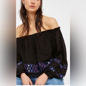Free People Boho Off Shoulder Wander the Top Size Large